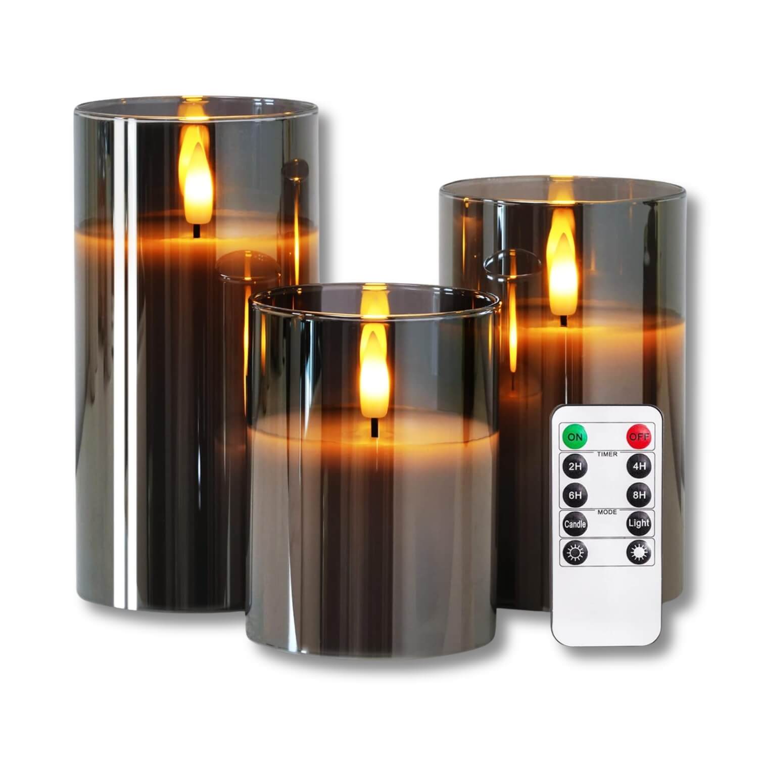 FLAMME Luxe Vlamloze LED Kaarsenset met Afstandsbediening - 3 Stuks