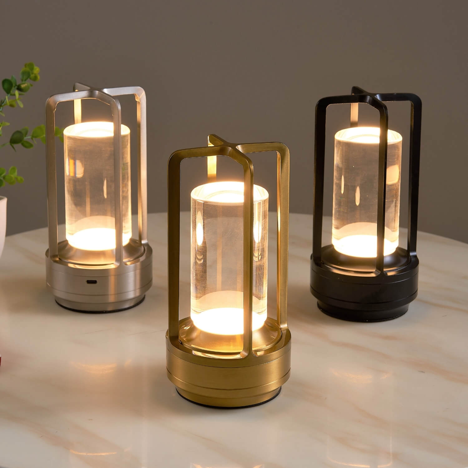 ELVA Draadloze Kristallen Lantaarn Lamp met Touch-Bediening en USB-Oplaadfunctie