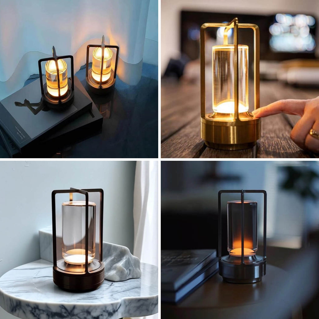ELVA Draadloze Kristallen Lantaarn Lamp met Touch-Bediening en USB-Oplaadfunctie